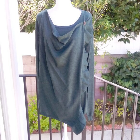 Knox Rose Sweater Women's Wrap Front with Ruffle Dark Green XXL - Picture 1 of 7
